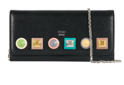 Fendi Rainbow Studded Wallet on Chain, Leather, Black/Multi, 2*